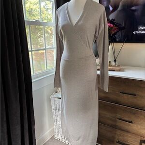 Express Light Gray Long Sleeve Sweater Dress